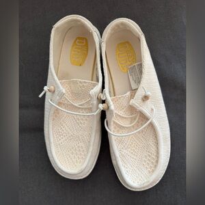 Hey Dude Ivory Crochet Shoes